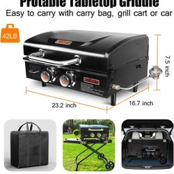 22" 2 Burner Griddle w/carry Bag