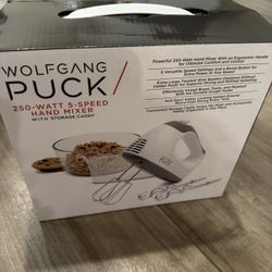 New Wolfgang Puck - 250 Watt 5-Speed Hand Mixer With Storage Caddy