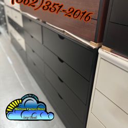 Black Katy Eight Drawer Dresser Chest Comoda Nueva 