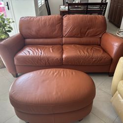 Leather Couch And Ottoman