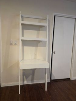 White Ladder Desk with Shelves - Modern Space Saving Design