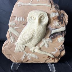 Beautiful Silicone White Owl On A Branch With Pine Needles