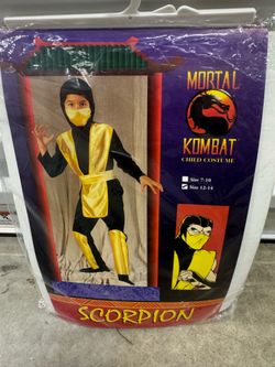 Vintage Mortal Kombat Scorpion Children's Costume Size 12-14 Child Teen 1992