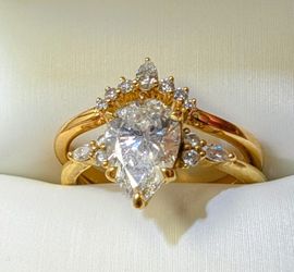 1.51 Carat Pear Diamond Ring And Lunette band