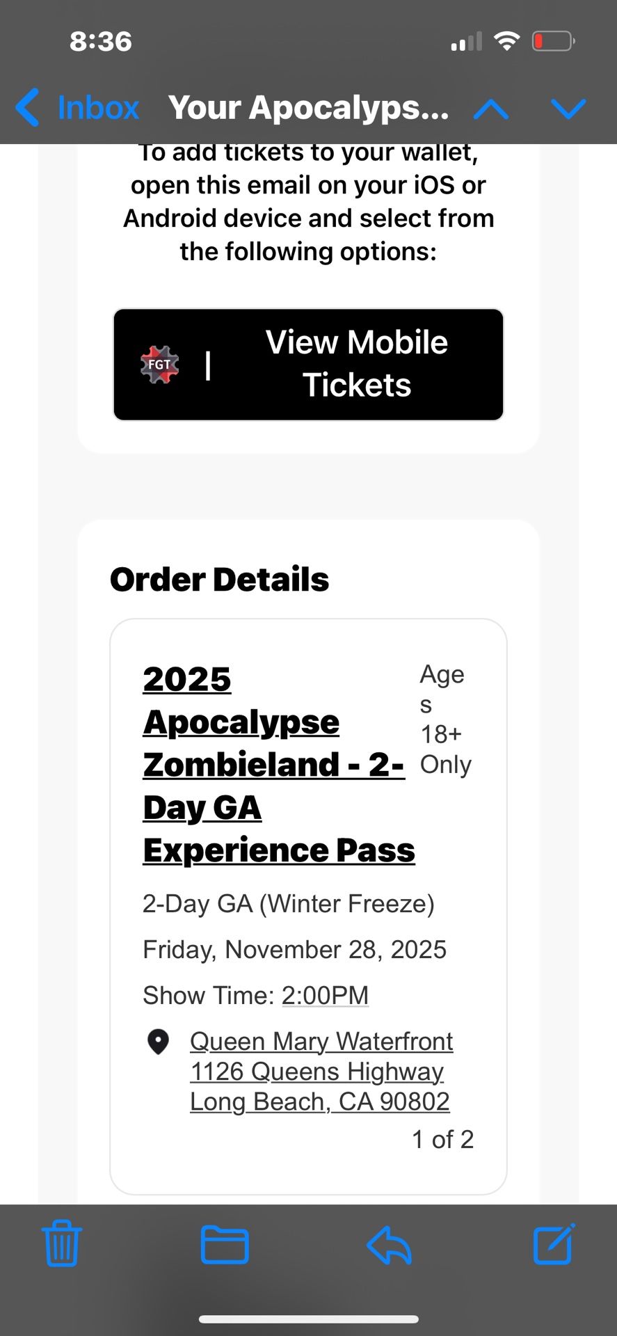 2 Day GA Apocalypse Ticket