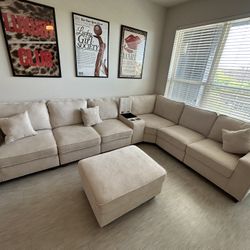 Beige Couch Sectional 
