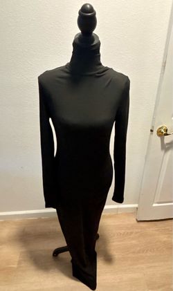 New, Black Long Sleeve Turtleneck Maxi Dress