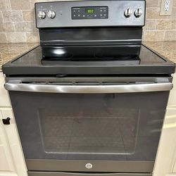 Dark stainless steel stove