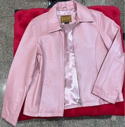 Pink vintage 100% leather jacket