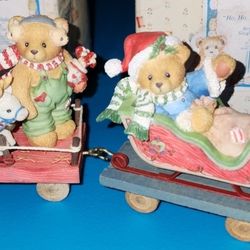 2 Piece Sleigh Ride Cherished Teddies Retired