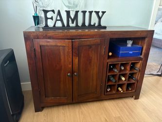 Dark Wood Sideboard with Wine Rack