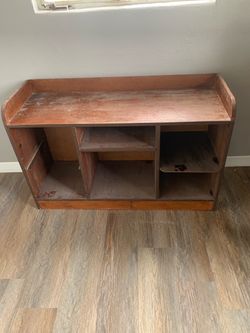 Wooden Low Bookcase Storage Shelf Unit