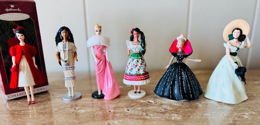 Collectors Hallmark Keepsake Barbie Christmas Ornament Lot of 6 Dated 1(contact info removed)