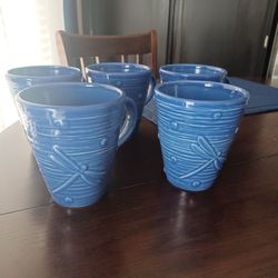 Pfaltzgraff Retired Whygate Dragonfly Mugs-Set Of 5