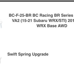 15-21 Wrx/sti Bc Coilovers Brand New