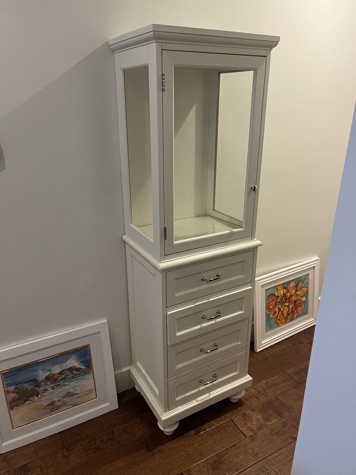 Pottery Barn Glass Storage Cabinet And Drawers 