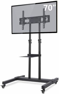 Mobile TV Floor Stand with Wheels – Up to 70"