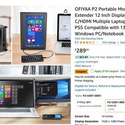 OFIYAA p2 Portable monitor laptop screen Extender 12Inch display 