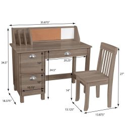 kidskraft  kids study desk with chair  grey ash