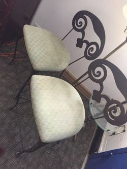 Metal frame chair pair