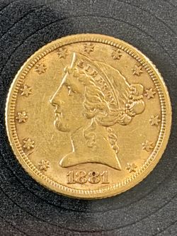 1881- $5 Coronet Gold Liberty Head AU 1/4oz