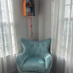 Light Blue Velvet Arm Chair -  Excellent Condition 