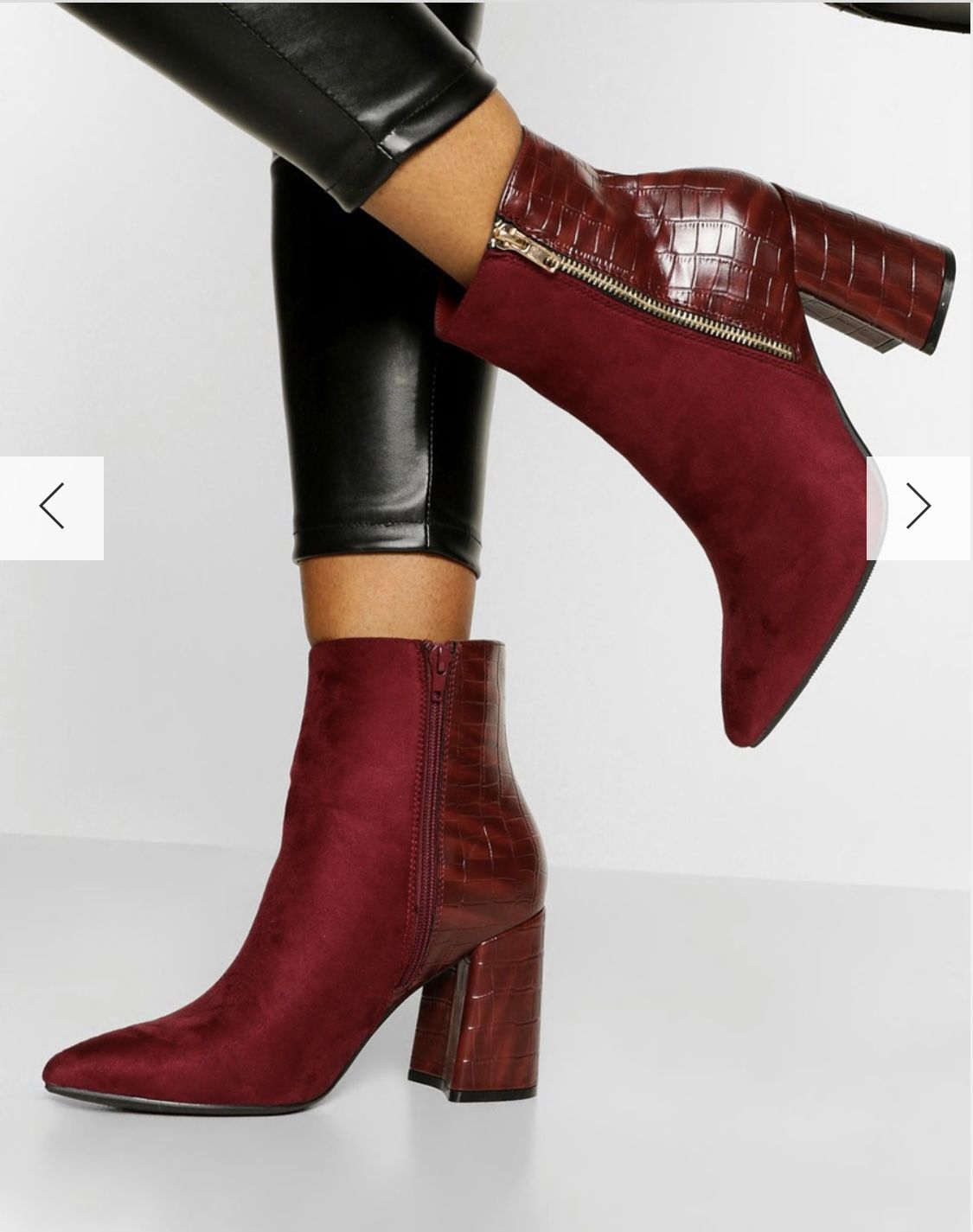 Boohoo Zip side Block Heel Ankle Boots