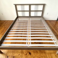 Taupe platform QUEEN SIZE wood bed frame - can deliver 