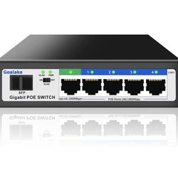 6 Port Gigabit Ethernet Unmanaged PoE+ Switch, 4 Gigabit PoE+ @52W Built-in Power, 1 Gigabit Uplink + 1 Gigabit SFP Slot, 802.3af/at, VLAN Mode, 4kV L