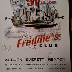 Vintage 1999 Seafair 50th Anniversary Freddie's Club U-2 hydroplane poster, autographed