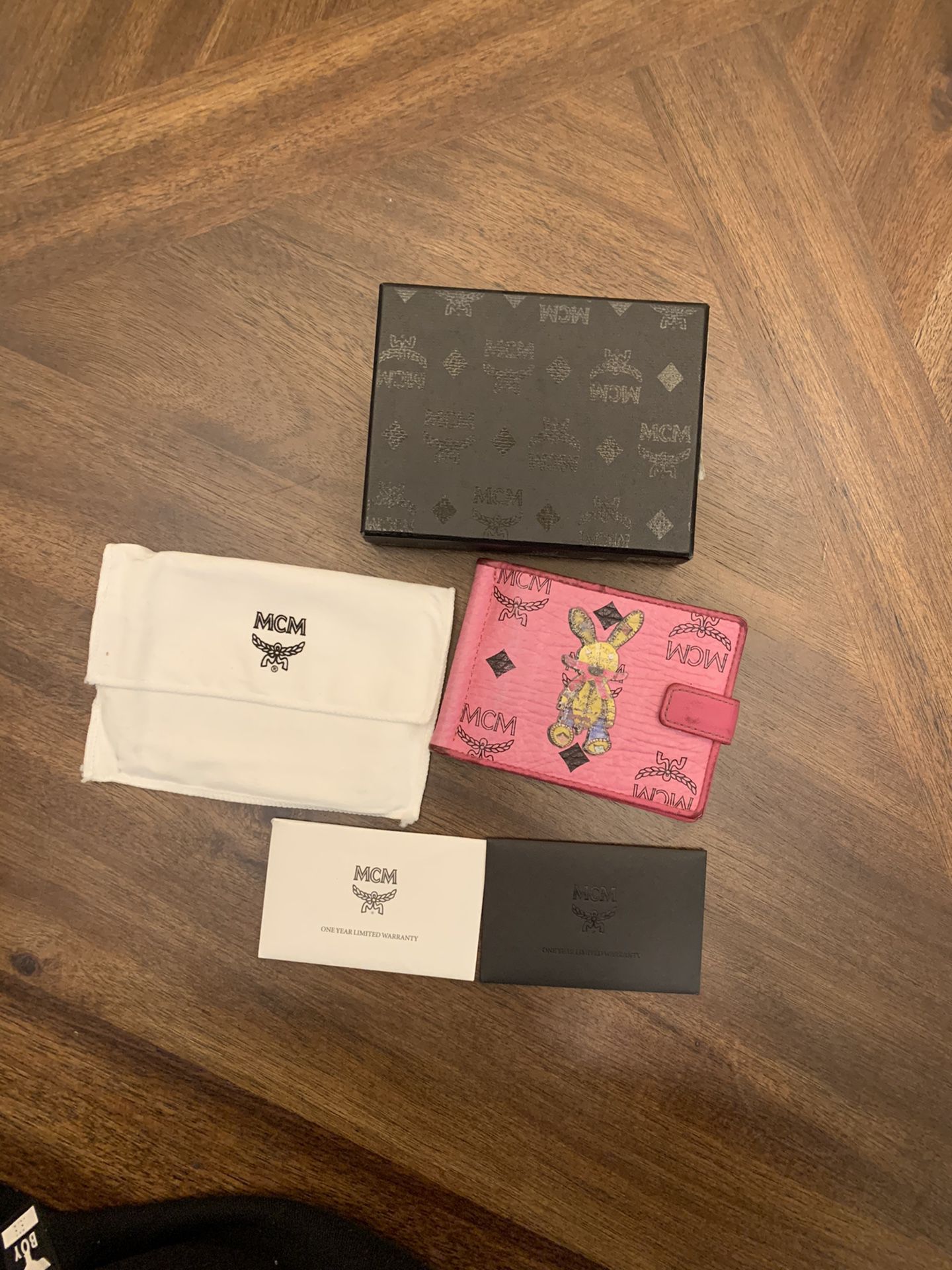 MCM Pink Leather Card Holder Wallet Purse
