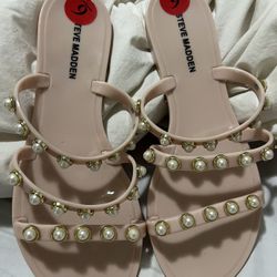 Steve Madden Women's Slip-On Three Band Studded Sandals
