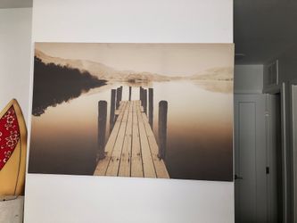 Canvas picture of a lake; sepia tone