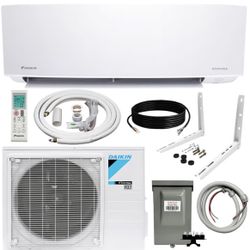 Daikin 9,000 Btu 21 SEER2 Oterra Series Ductless Mini-Split, Wall Mount Heat Pump Air Conditioner - R32 w/Installation Kit, 1/2 Whip, 30A Disconnect