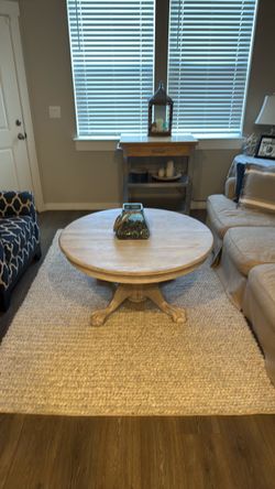 Solid Oak Round Solid Construction Coffee Table