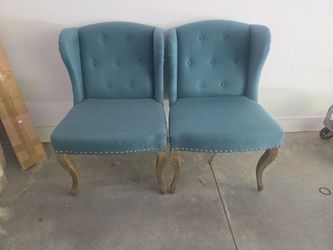Teal Tufted Wingback Accent Chairs – Set of 2