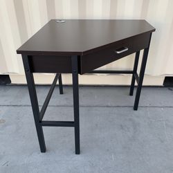 New In Box Space Saving Dark Brown Corner Office Computer Writing Desk With Drawer 