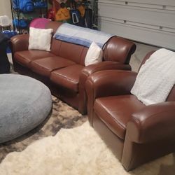Leather Couch And Oversized Leather Chair