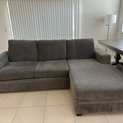 Charcoal Grey Fabric Sofa With Reversible Chaise