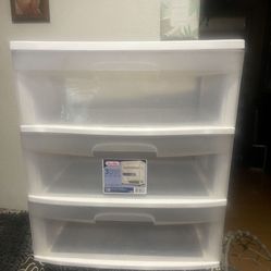 Sterilite Versatile Multi-Purpose Plastic Wide 3 Drawer Storage White