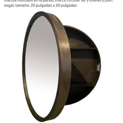 Espejo para baño redondo de madera maciza 20x20 pulgadas