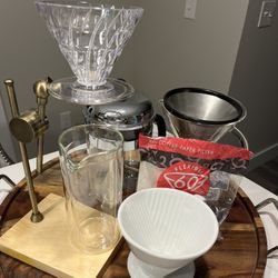 COFFEE LOT ** BRASS POUR OVER ** FRENCH PRESS ** BEAKERS **