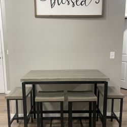 Grey Table And Stools 