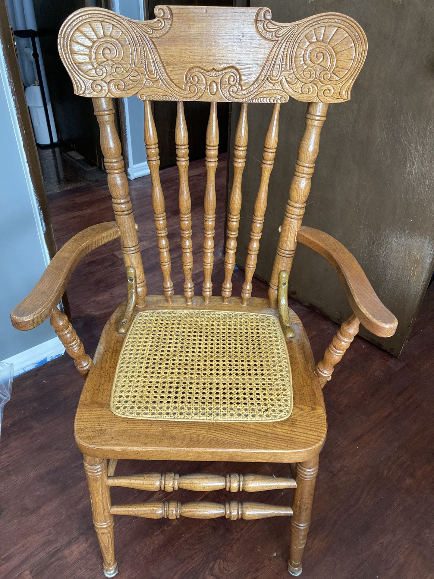 3- Dining Chairs Wood Inset Cane Seat