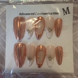 Rose Gold Chrome Press-On Nails Size M