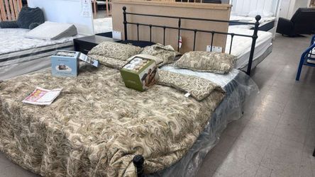 Metal king bed with mattress - SET DEAL! LAST ONE!