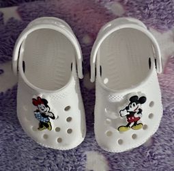 Toddler Mickey And Minnie Mouse White Crocs