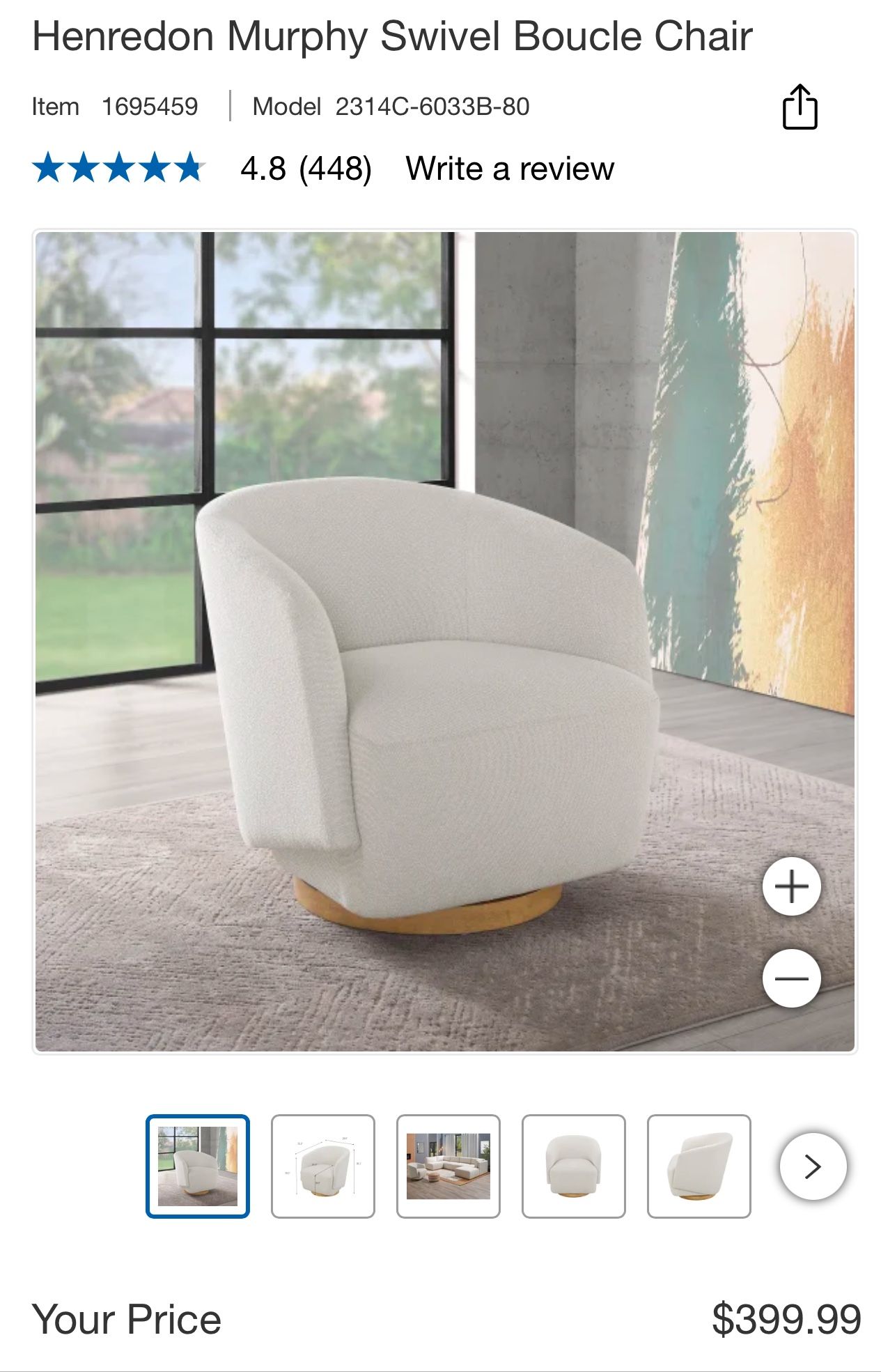 Henredon Murphy Swivel Boucle Chair