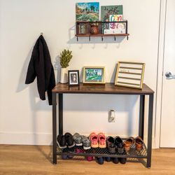 Entryway/console table With Storage Rustic Brown Mid Century Modern 