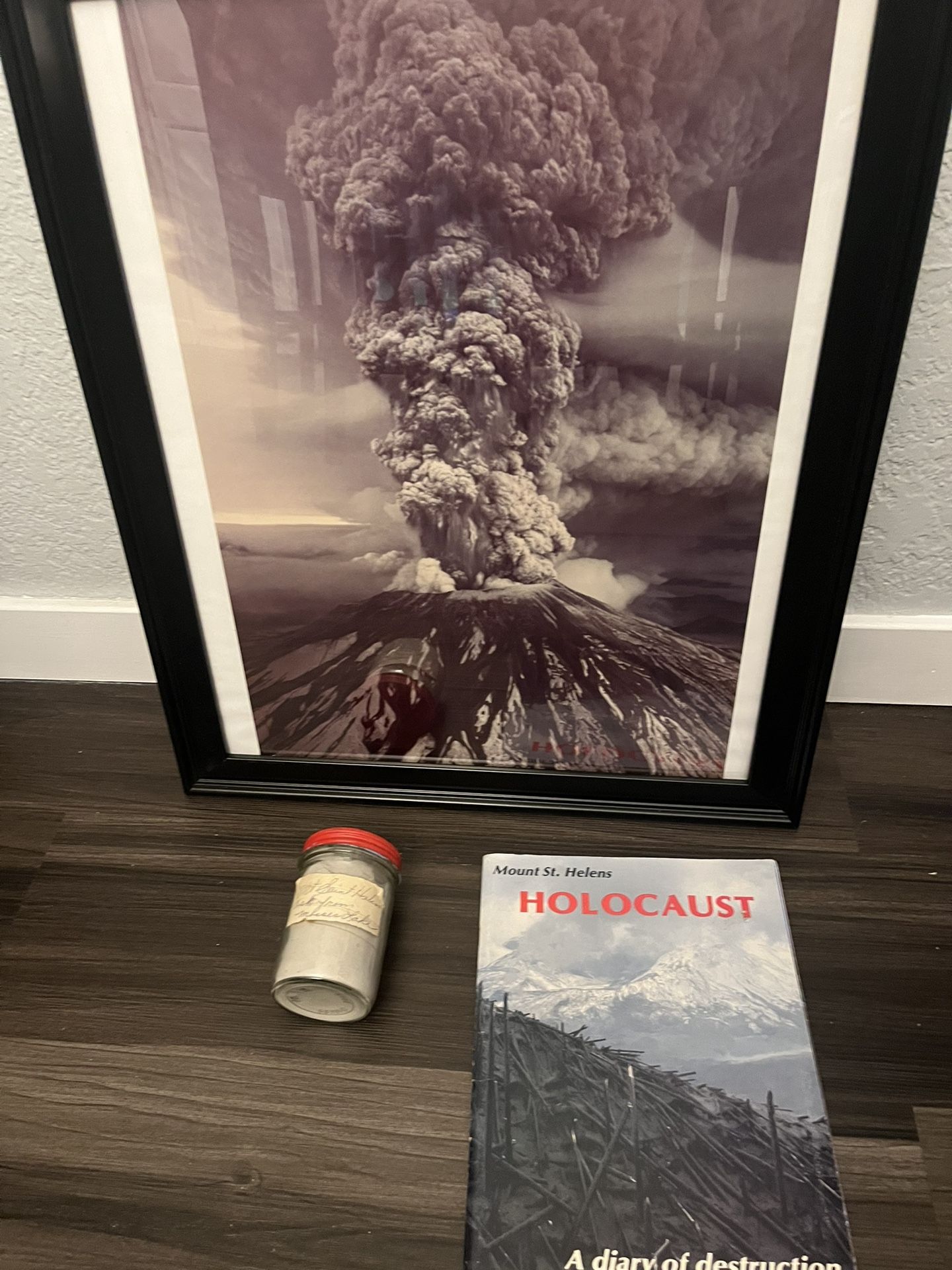 Mt. St. Helens Eruption Framed Art, Book, Ash Bundle